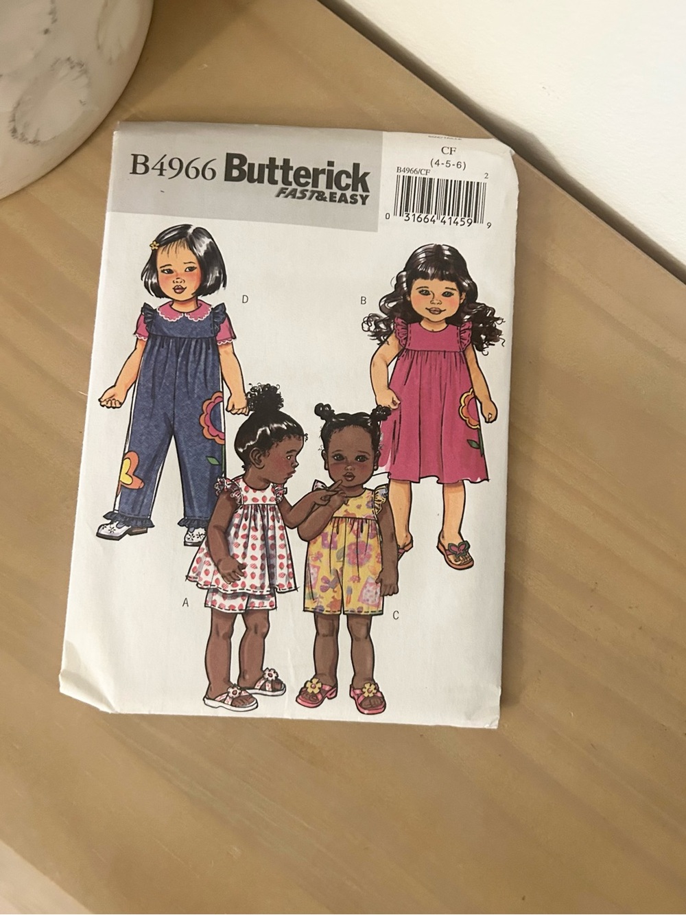 Vintage Butterick B4966 Toddler Girl Yoked Dress, Top, Jumpsuit Sewing Pattern